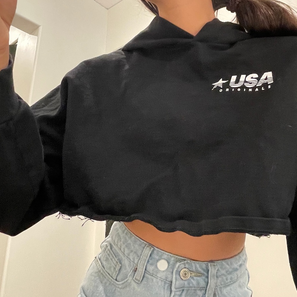 USA Originals cropped black hoodie